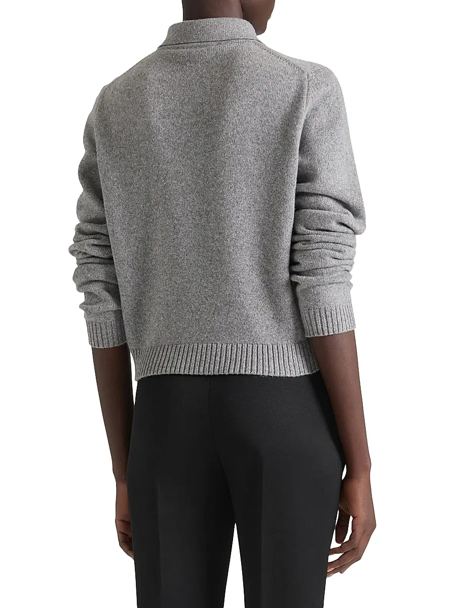 Givenchy Women's Polo Sweater in Wool and Cashmere - Light Grey | Thumbnail 3