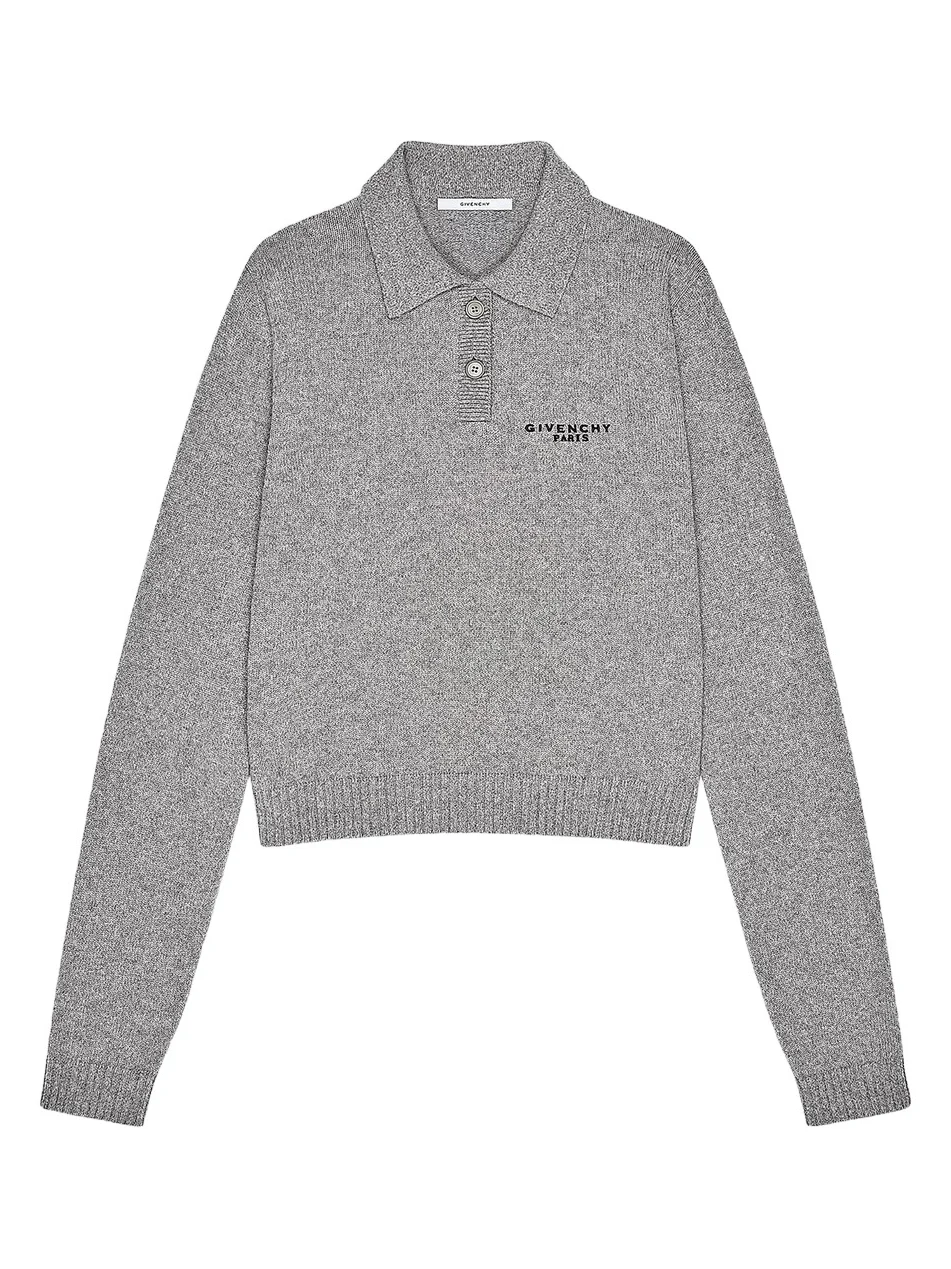 Givenchy Women's Polo Sweater in Wool and Cashmere - Light Grey