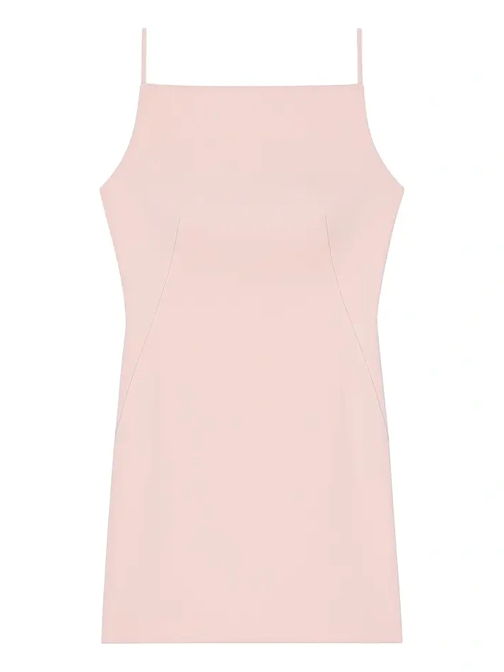 Women's Sliced Mini Dress in Crepe Cady - Silk Pink Women's Sliced Mini Dress in Crepe Cady - Silk Pink