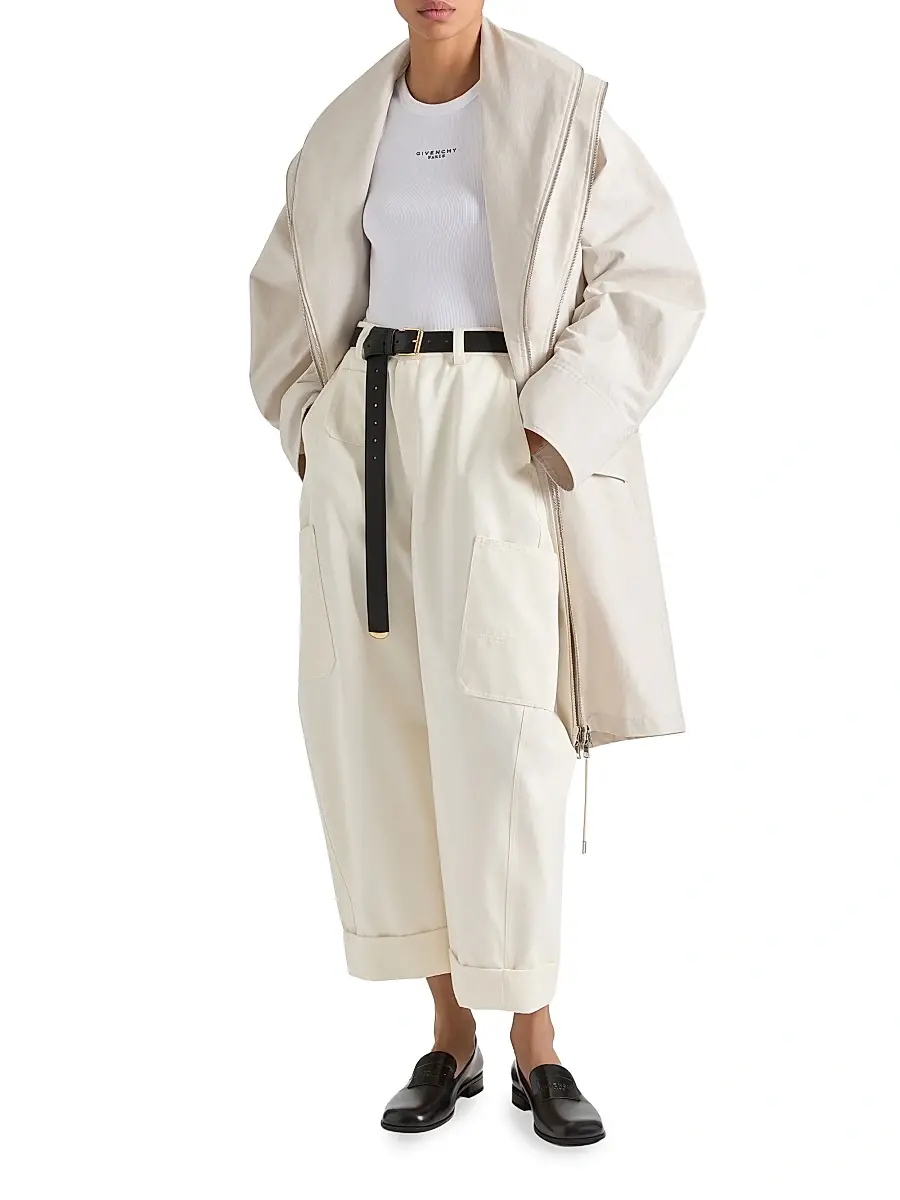 Givenchy Women's Parka with Zipped Shawl Collar in Cotton - Light Beige | Thumbnail 2 Givenchy Women's Parka with Zipped Shawl Collar in Cotton - Light Beige | Thumbnail 2