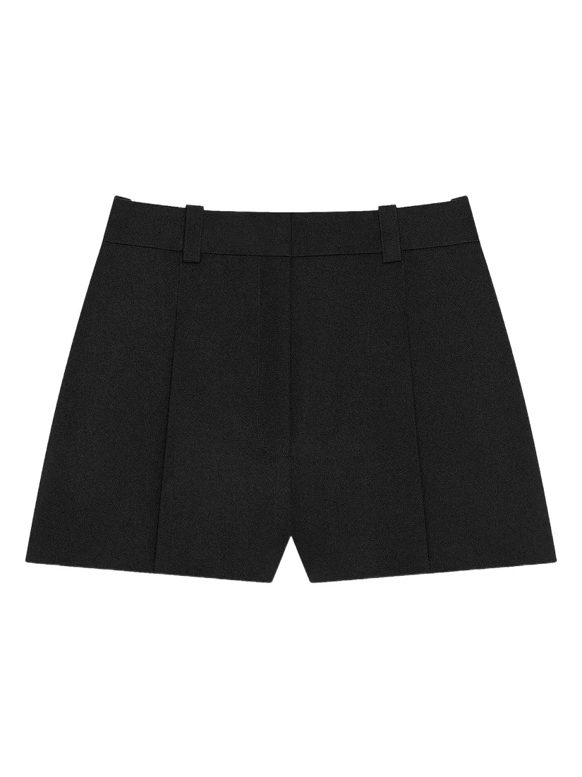 Givenchy Women's Pleated Shorts in Wool - Black