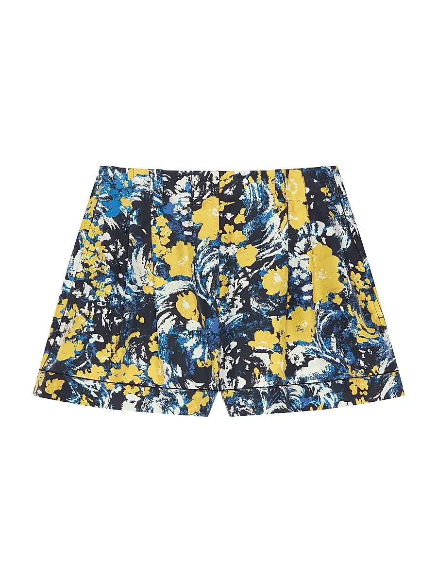 Givenchy Women's Shorts in Viscose with Floral Print - Blue Yellow | Image 1 Givenchy Women's Shorts in Viscose with Floral Print - Blue Yellow | Image 1