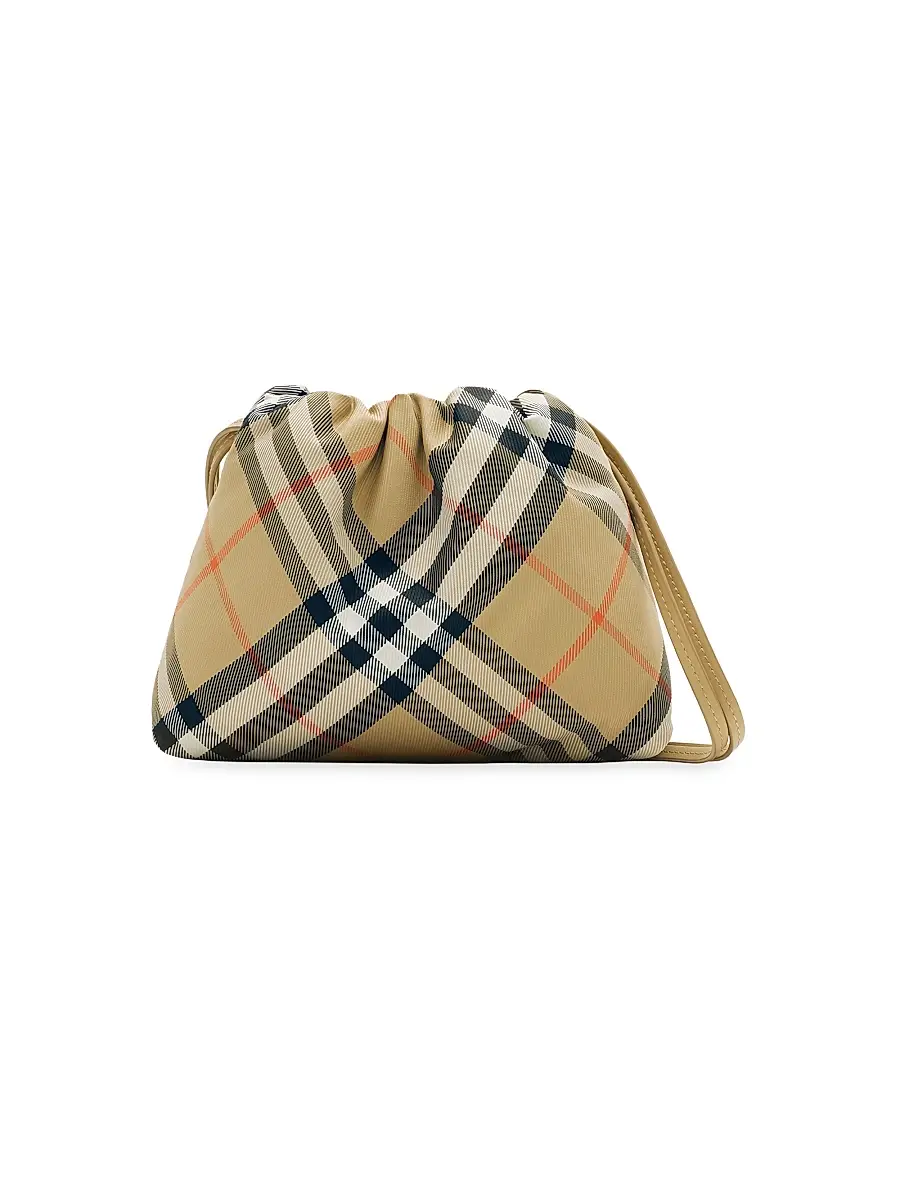 Burberry Kid's Drawstring Check Pouch - Sand Check | Image 1 Burberry Kid's Drawstring Check Pouch - Sand Check | Image 1