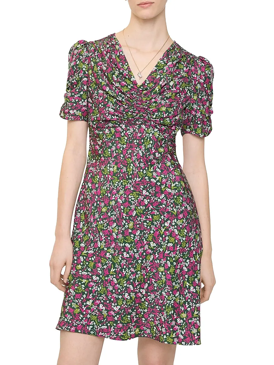 Burberry Women's Jade Ruched Floral Silk Minidress | Thumbnail 2 Burberry Women's Jade Ruched Floral Silk Minidress | Thumbnail 2