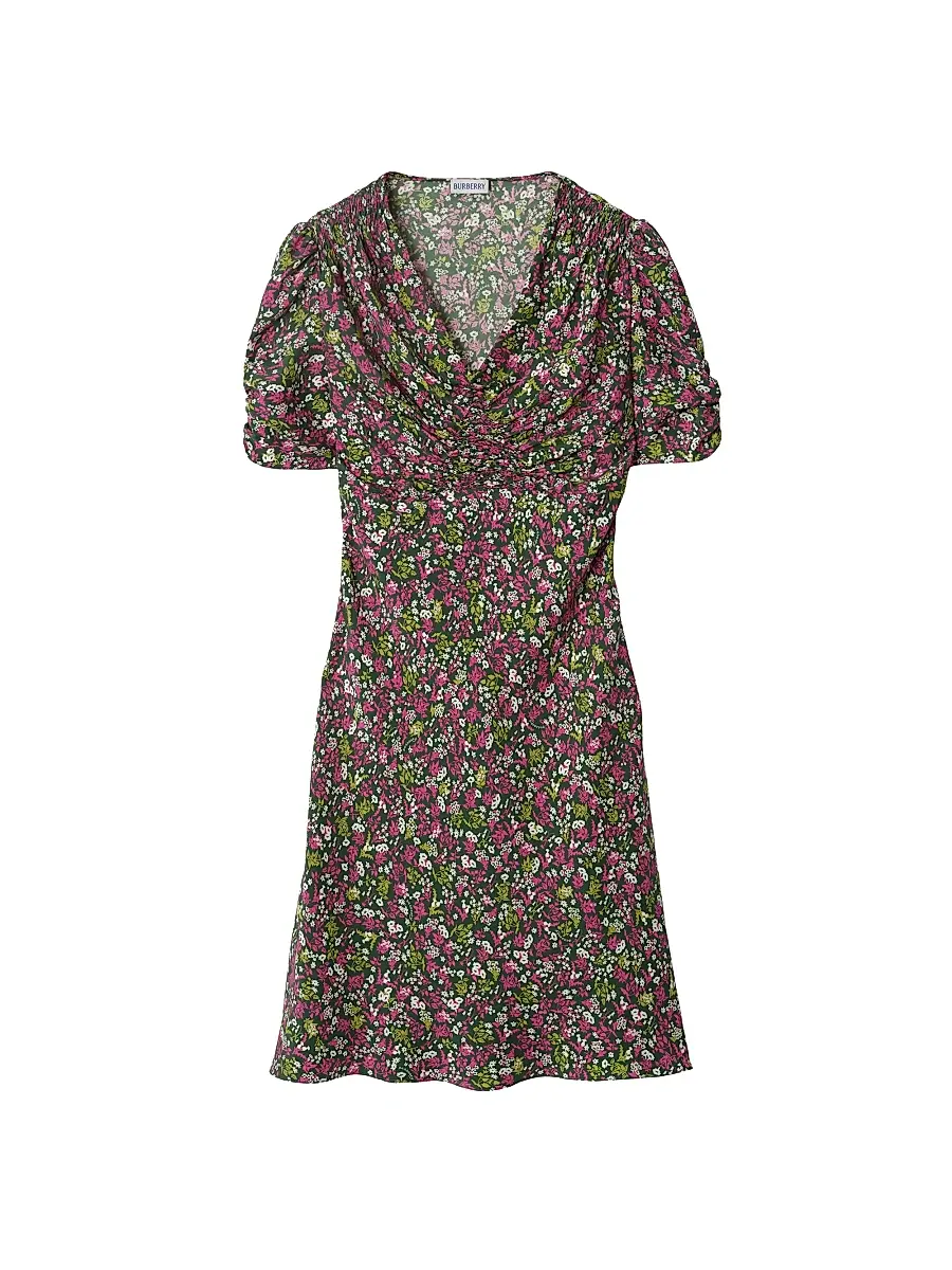 Burberry Women's Jade Ruched Floral Silk Minidress