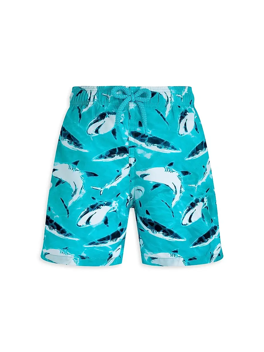 Vilebrequin Little Boy's & Boy's Requins Swim Shorts - Lagoon | Image 1 Vilebrequin Little Boy's & Boy's Requins Swim Shorts - Lagoon | Image 1