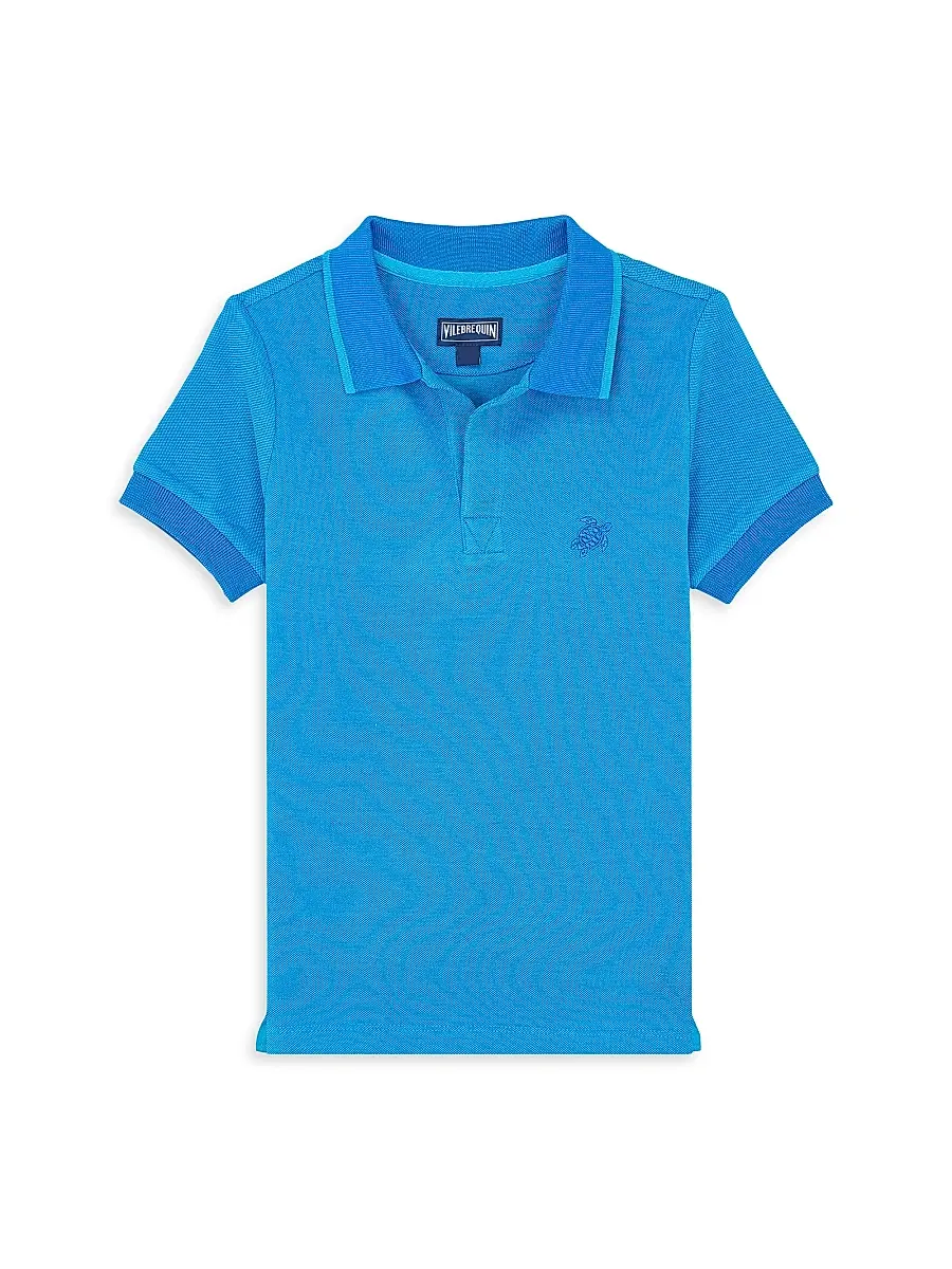 Vilebrequin Little Boy's & Boy's Open Collar Polo Shirt - Blue | Image 1 Vilebrequin Little Boy's & Boy's Open Collar Polo Shirt - Blue | Image 1