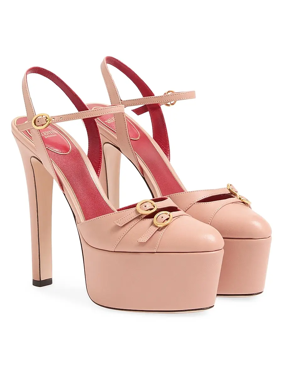 Valentino Women's Crasher 145MM Platform Pumps in Kidskin - Pink | Thumbnail 2