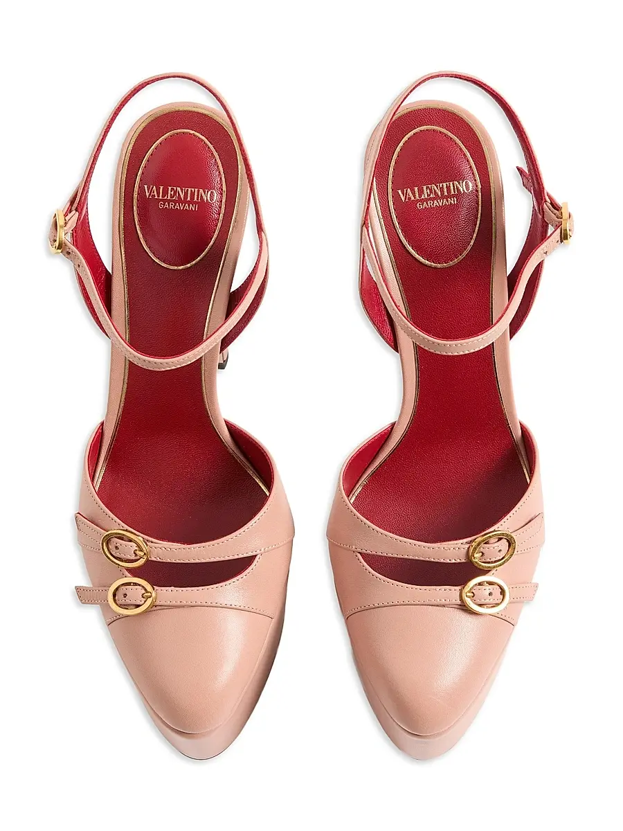 Valentino Women's Crasher 145MM Platform Pumps in Kidskin - Pink | Thumbnail 4