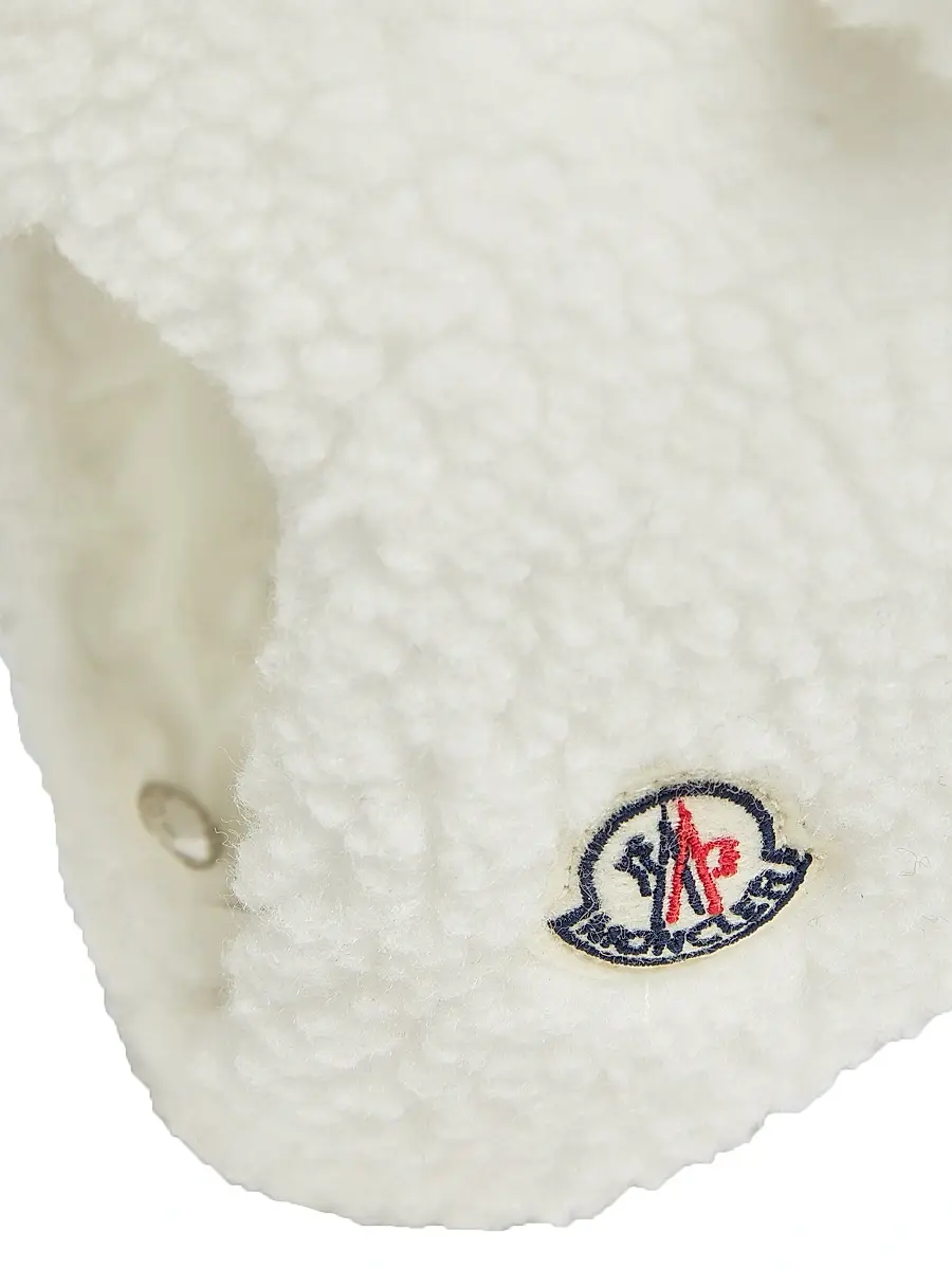 Moncler Men's Baby's Hat in Teddy - White | Thumbnail 4 Moncler Men's Baby's Hat in Teddy - White | Thumbnail 4