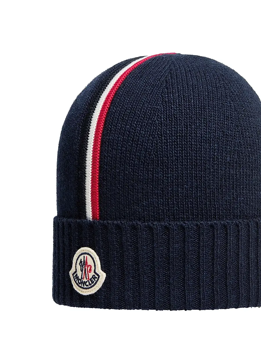 Moncler Little Boy's & Boy's Beanie Hat in Wool - Dark Blue | Thumbnail 3
