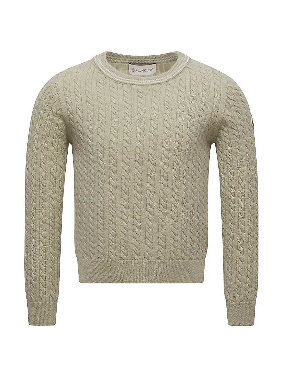Moncler Little Girl's & Girl's Crewneck Sweater in Wool - Light Green | Image 1 Moncler Little Girl's & Girl's Crewneck Sweater in Wool - Light Green | Image 1