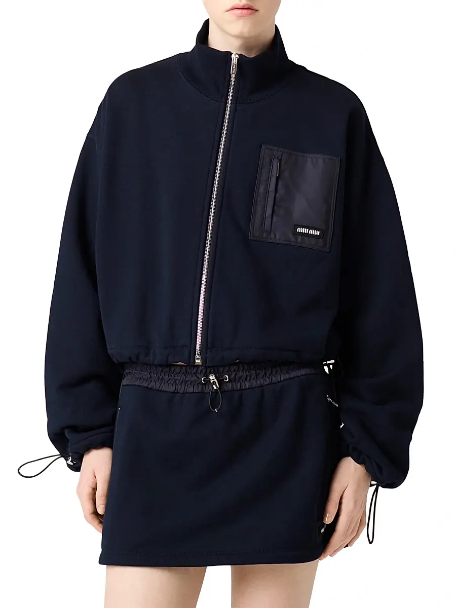 Miu Miu Women's Zippered Fleece Jacket - Blue | Thumbnail 2 Miu Miu Women's Zippered Fleece Jacket - Blue | Thumbnail 2