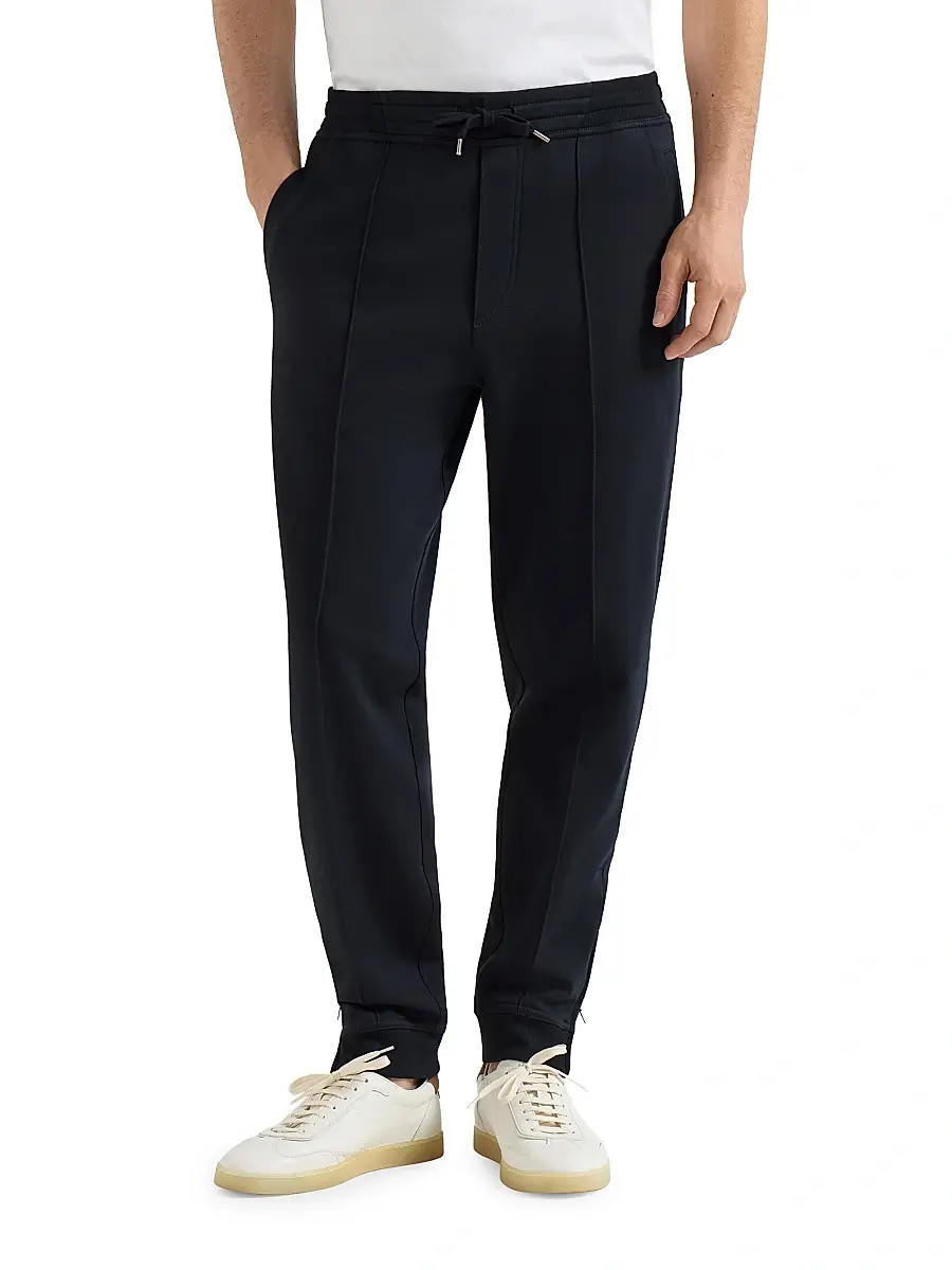 Brunello Cucinelli Men's Techno Cotton French Terry Trousers with Crête Detail - Black | Thumbnail 2 Brunello Cucinelli Men's Techno Cotton French Terry Trousers with Crête Detail - Black | Thumbnail 2