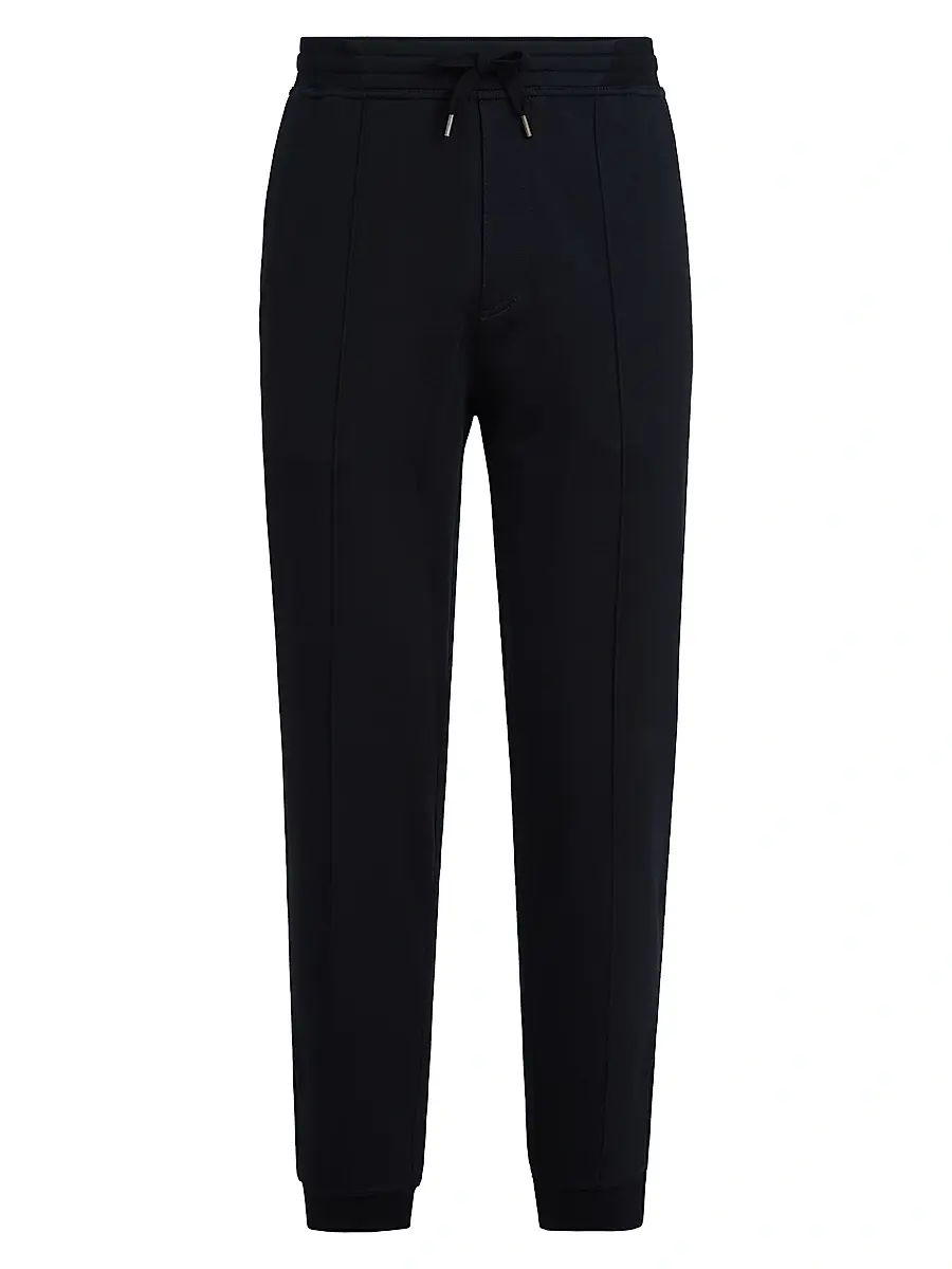 Brunello Cucinelli Men's Techno Cotton French Terry Trousers with Crête Detail - Black | Image 1 Brunello Cucinelli Men's Techno Cotton French Terry Trousers with Crête Detail - Black | Image 1