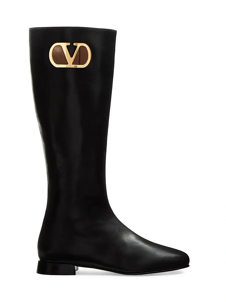 Valentino Garavani Women's VLogo Signature Kidskin 20MM Boots - Black | Image 1 Valentino Garavani Women's VLogo Signature Kidskin 20MM Boots - Black | Image 1