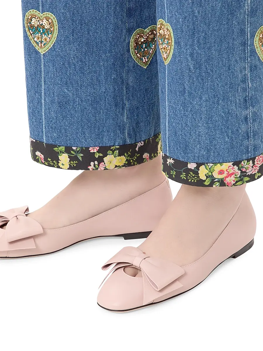 Valentino Women's Bowow Kidskin Ballerinas | Thumbnail 7