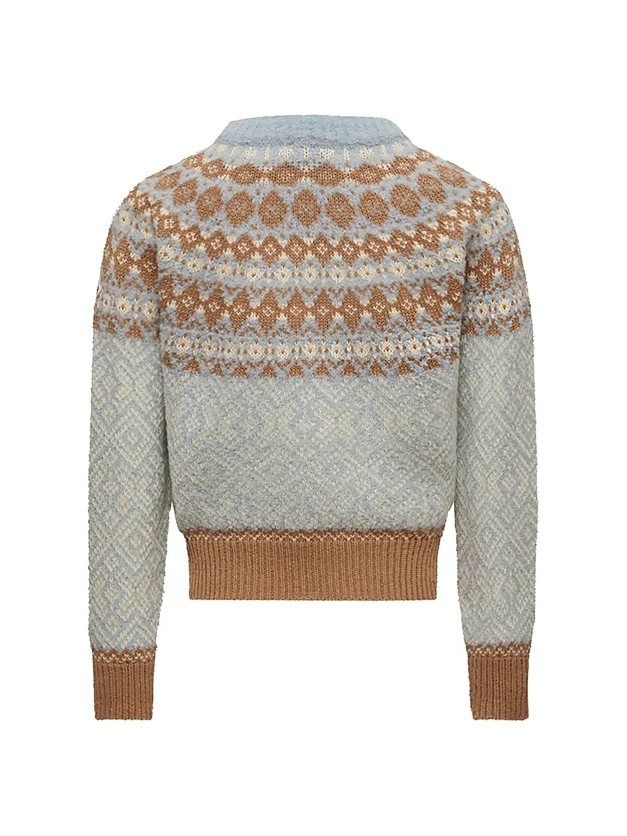 Moncler Little Girl's & Girl's Sweater in Bouclé Wool Blend - Light Blue | Thumbnail 2