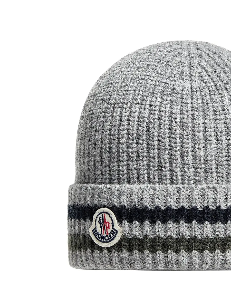 Moncler Little Boy's & Boy's Beanie Hat in Wool - Gray | Thumbnail 3 Moncler Little Boy's & Boy's Beanie Hat in Wool - Gray | Thumbnail 3