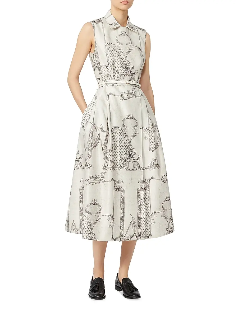 Max Mara Women's Printed Mikado Shirt Dress | Thumbnail 4 Max Mara Women's Printed Mikado Shirt Dress | Thumbnail 4
