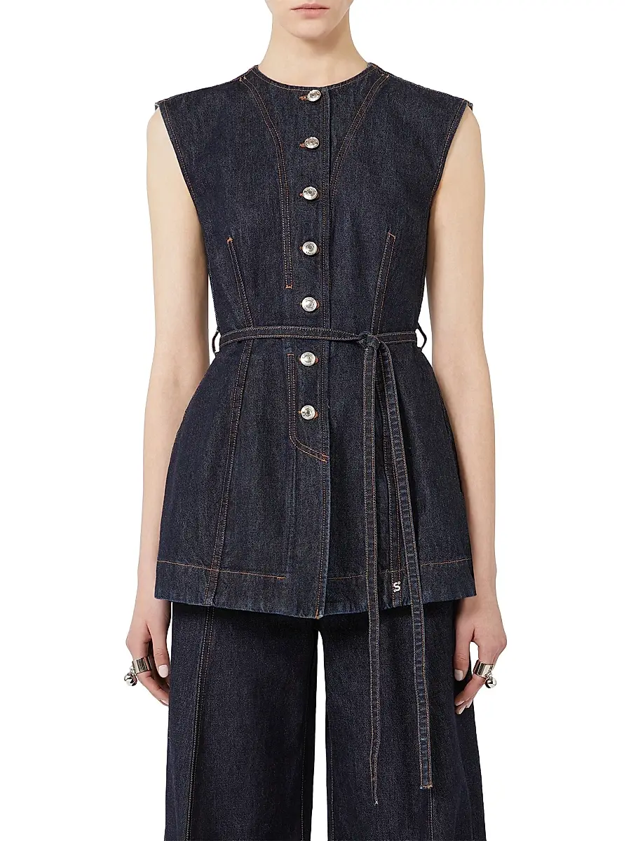 Sportmax Women's Sleeveless Denim Top - Midnightblue | Thumbnail 2 Sportmax Women's Sleeveless Denim Top - Midnightblue | Thumbnail 2