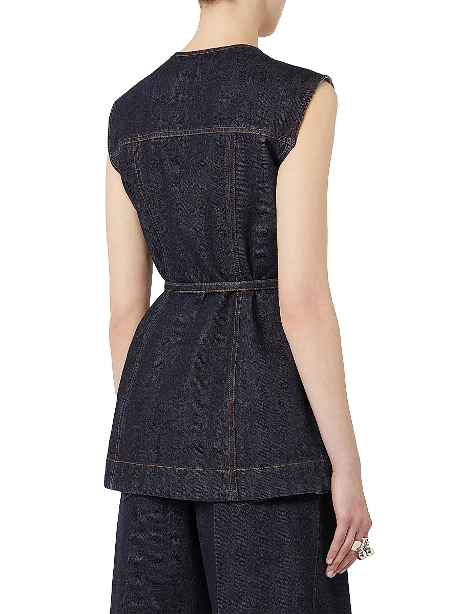 Sportmax Women's Sleeveless Denim Top - Midnightblue | Thumbnail 3 Sportmax Women's Sleeveless Denim Top - Midnightblue | Thumbnail 3