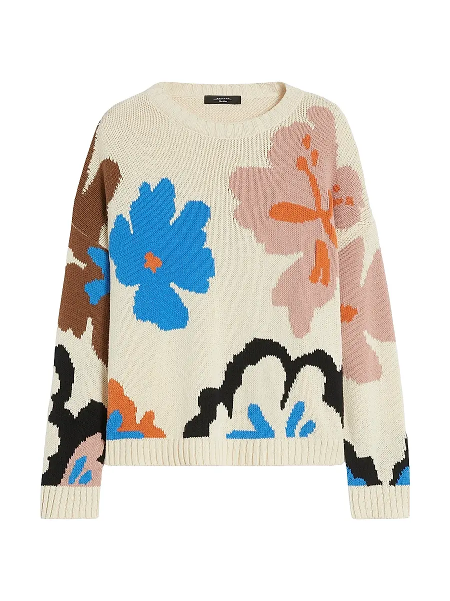 Weekend Max Mara Women's Patterned Cotton Crew Neck Sweater - Multicolour | Image 1 Weekend Max Mara Women's Patterned Cotton Crew Neck Sweater - Multicolour | Image 1