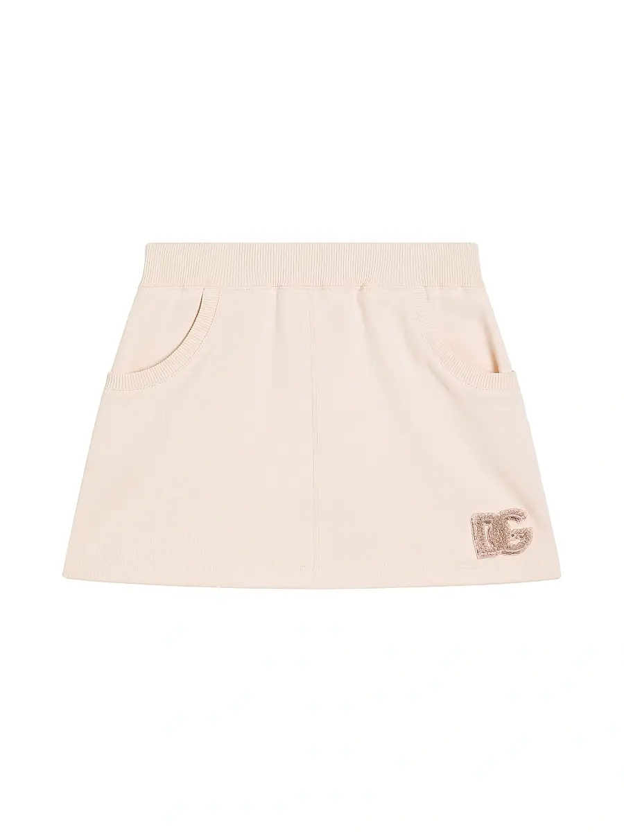 Dolce & Gabbana Little Girl's & Girl's Logo Sequined Fleece Skirt - Rosa Pallido | Image 1 Dolce & Gabbana Little Girl's & Girl's Logo Sequined Fleece Skirt - Rosa Pallido | Image 1