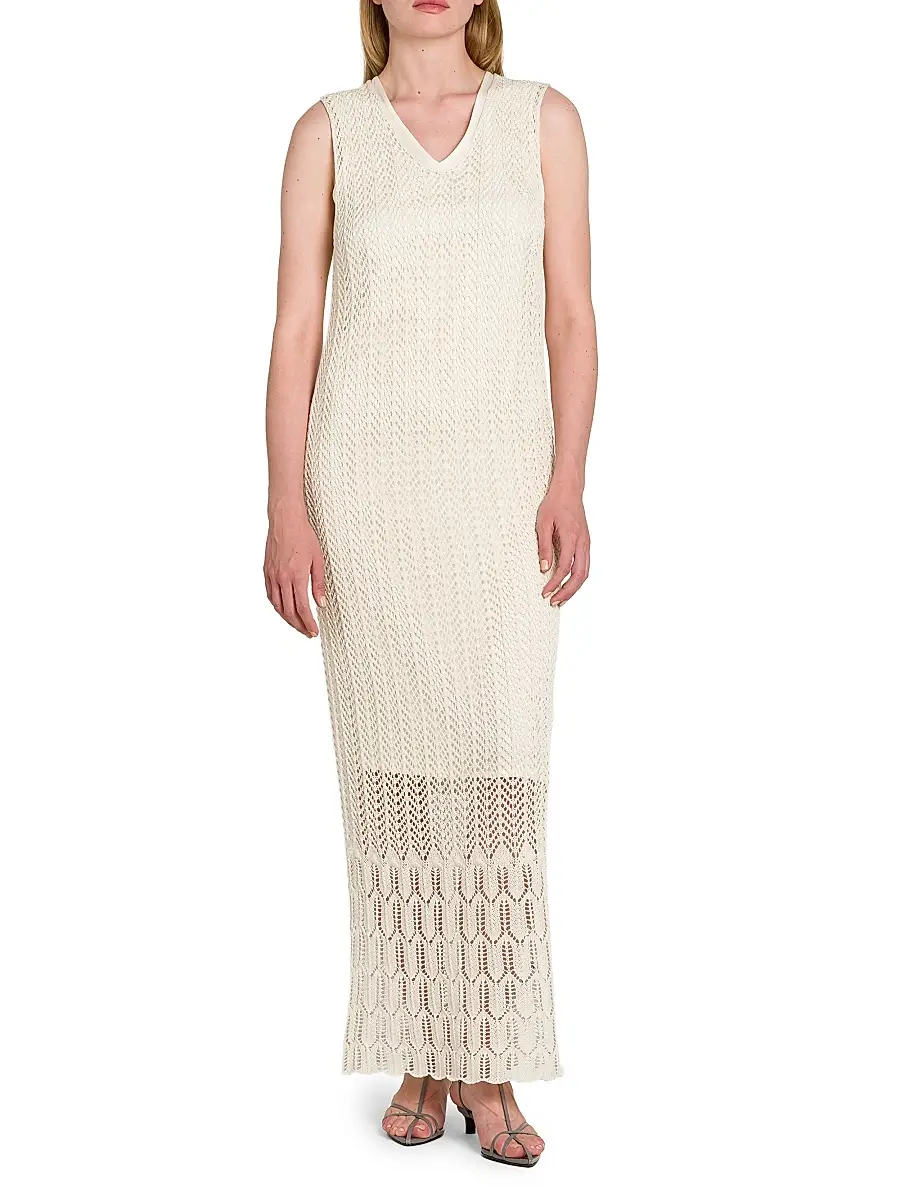 Jil Sander Women's Chevron Knit Cotton Maxi Dress | Thumbnail 2 Jil Sander Women's Chevron Knit Cotton Maxi Dress | Thumbnail 2