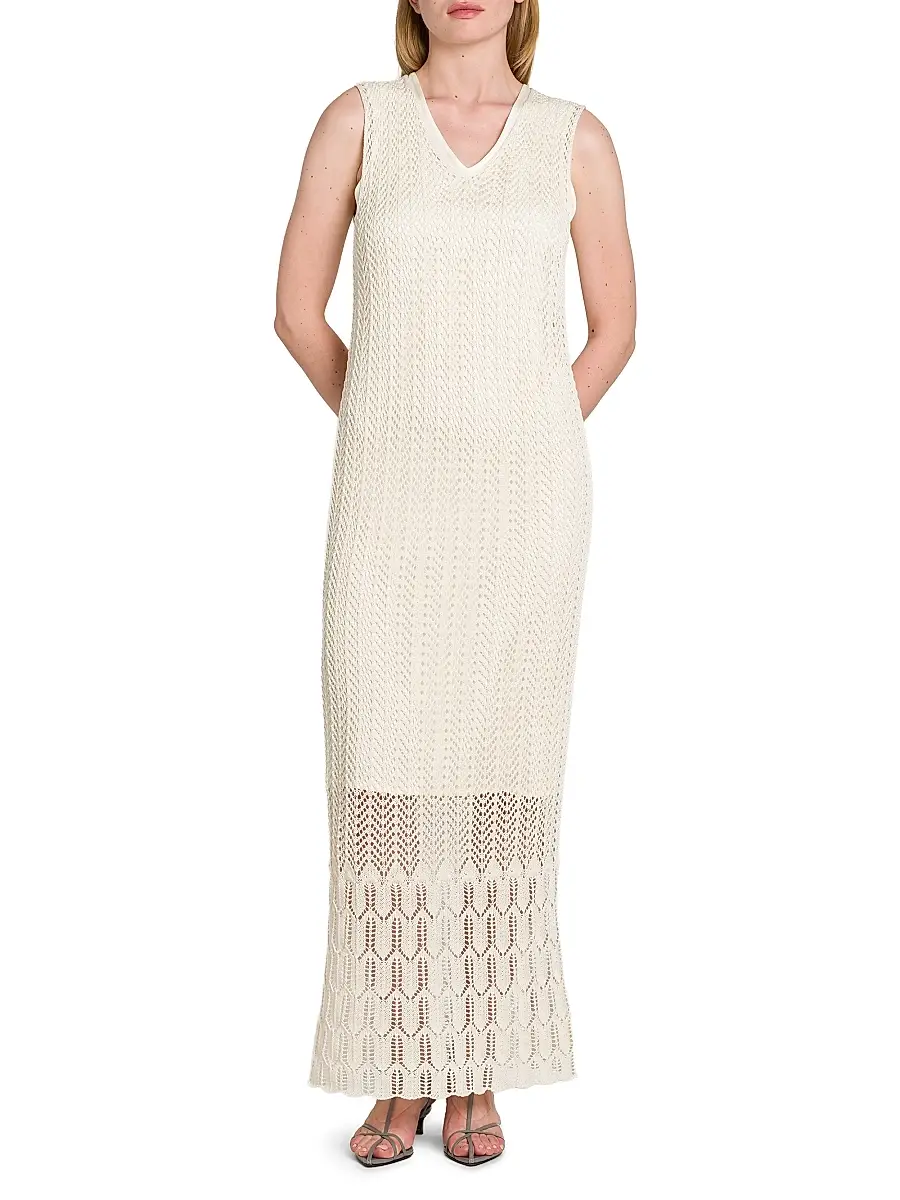 Jil Sander Women's Chevron Knit Cotton Maxi Dress | Thumbnail 3 Jil Sander Women's Chevron Knit Cotton Maxi Dress | Thumbnail 3