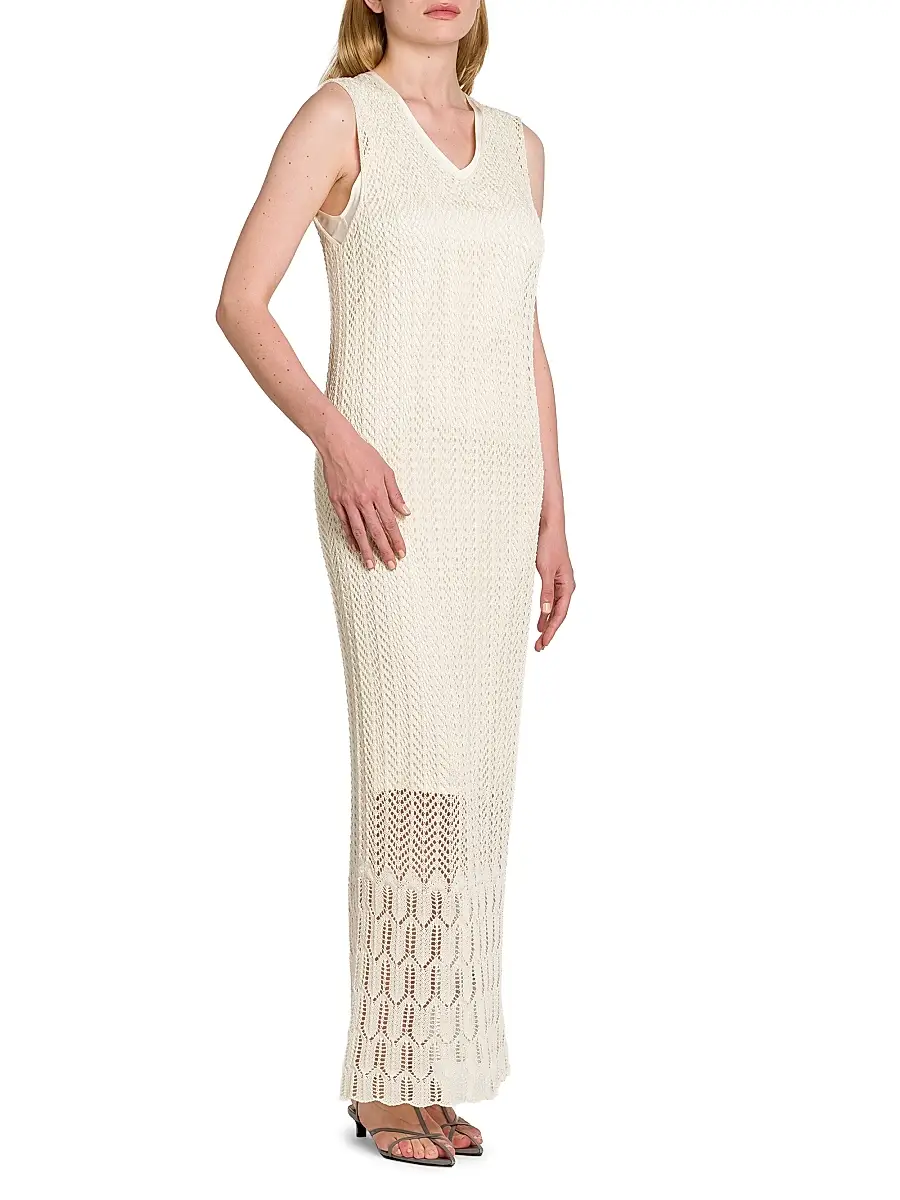 Jil Sander Women's Chevron Knit Cotton Maxi Dress | Thumbnail 4 Jil Sander Women's Chevron Knit Cotton Maxi Dress | Thumbnail 4