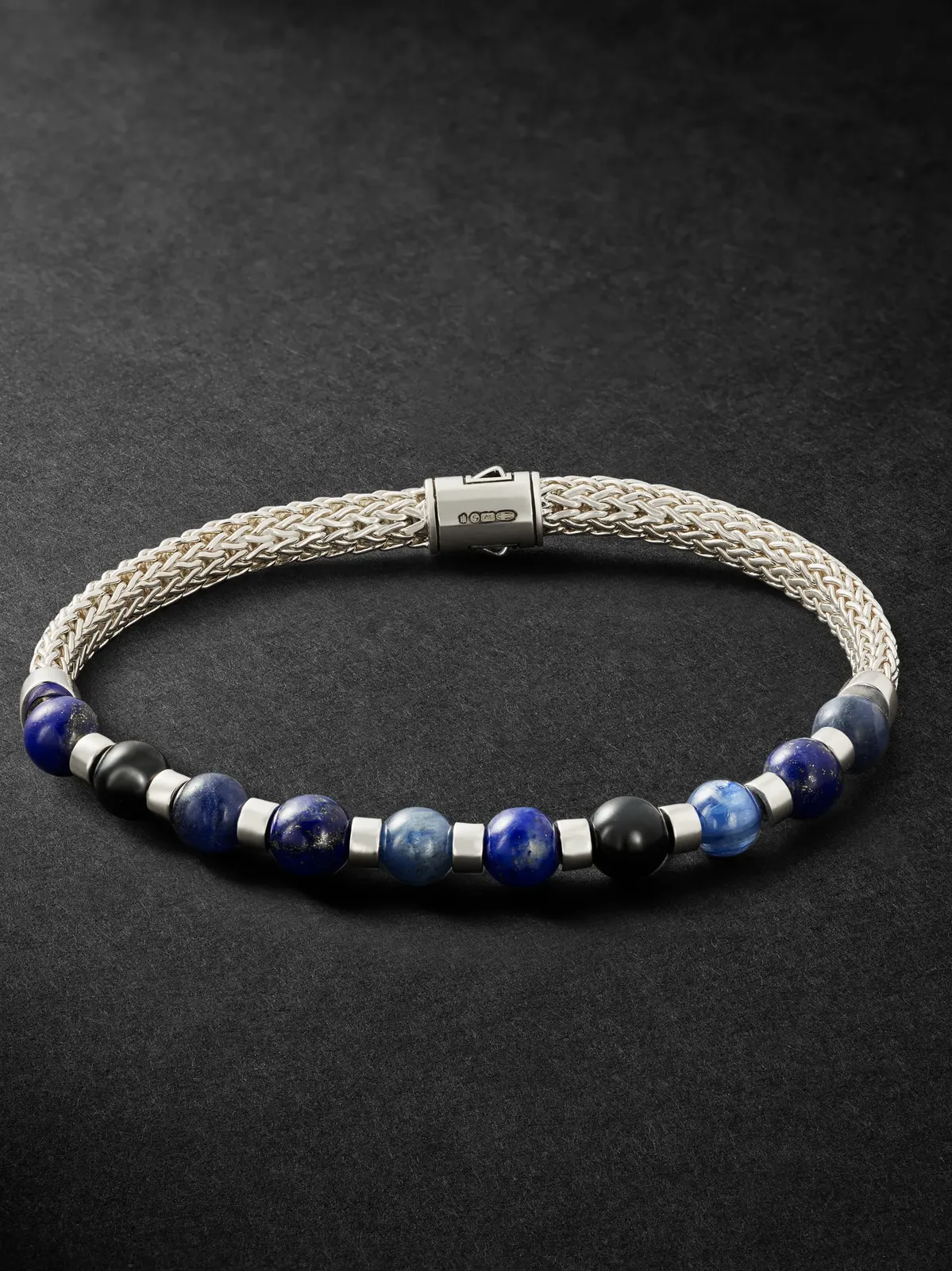 Sterling Silver Multi-Stone Beaded Bracelet - Men
