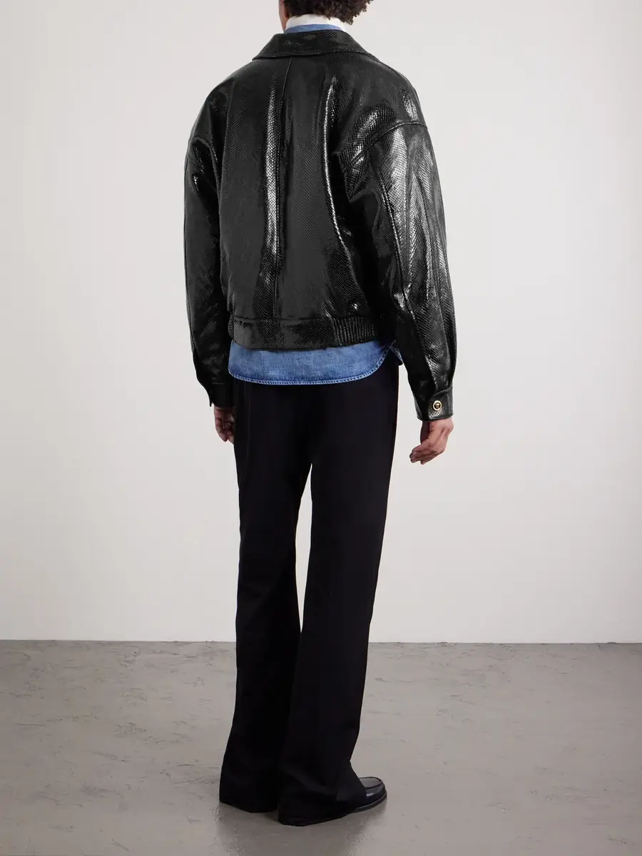 Versace Padded Snake-Effect Leather Blouson Jacket - Men | Thumbnail 3 Versace Padded Snake-Effect Leather Blouson Jacket - Men | Thumbnail 3