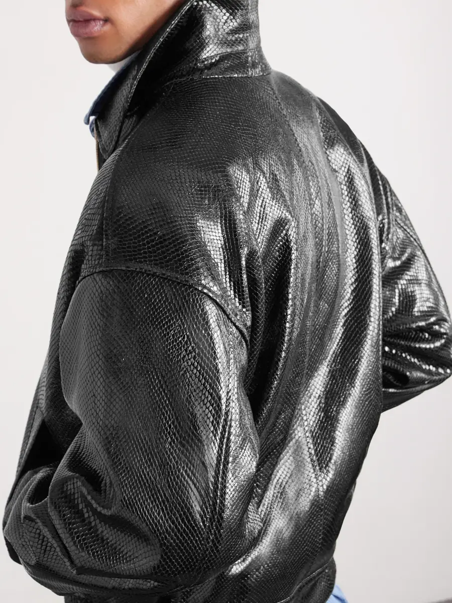 Versace Padded Snake-Effect Leather Blouson Jacket - Men | Thumbnail 4 Versace Padded Snake-Effect Leather Blouson Jacket - Men | Thumbnail 4