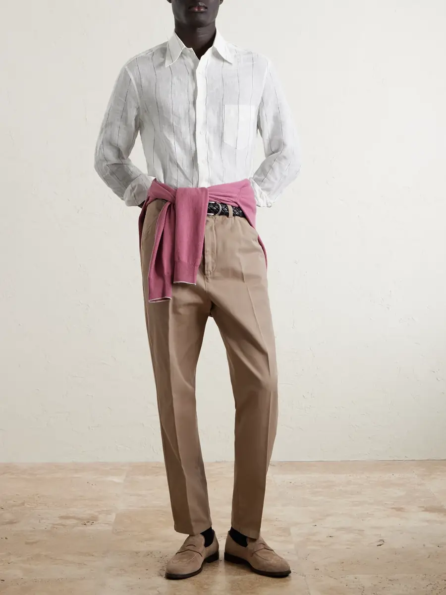 Brunello Cucinelli Pinstriped Linen Shirt - Men | Thumbnail 2 Brunello Cucinelli Pinstriped Linen Shirt - Men | Thumbnail 2