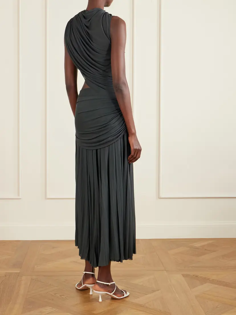 Proenza Schouler Irma Ruched Pleated Jersey Maxi Dress | Thumbnail 3