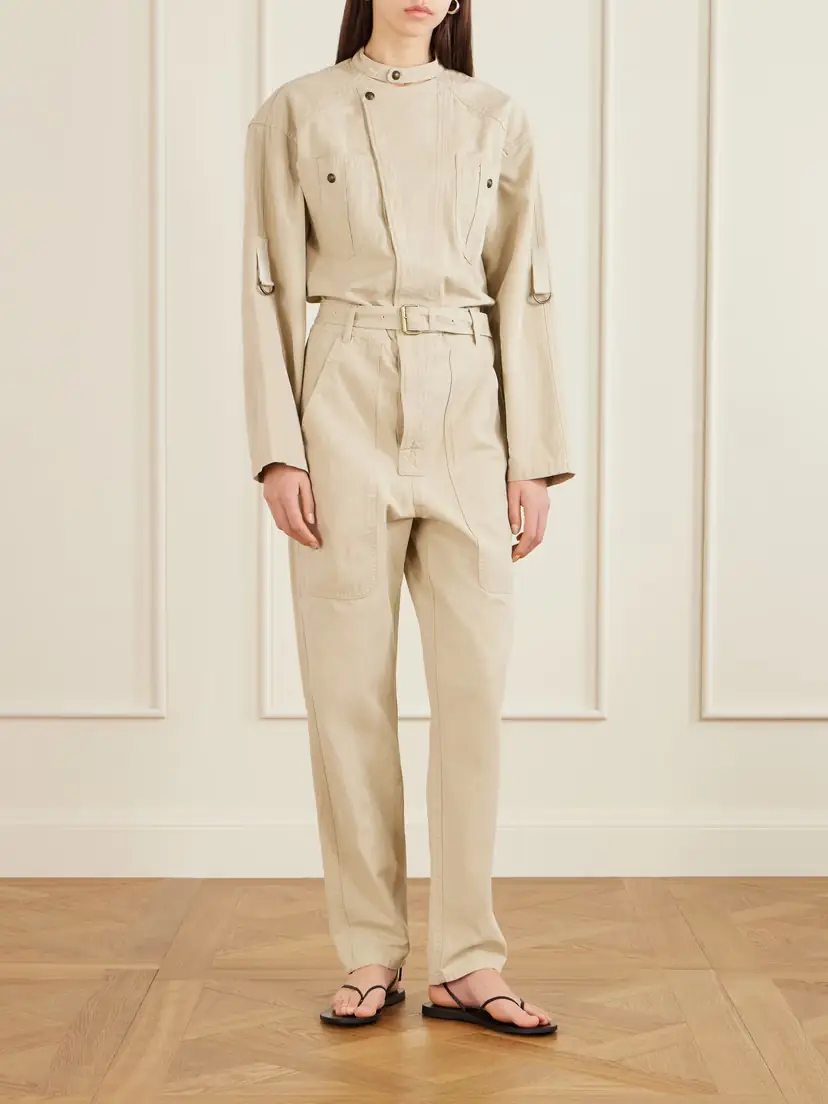 Marant Étoile Nessime Belted Cotton And Linen-blend Jumpsuit | Thumbnail 3