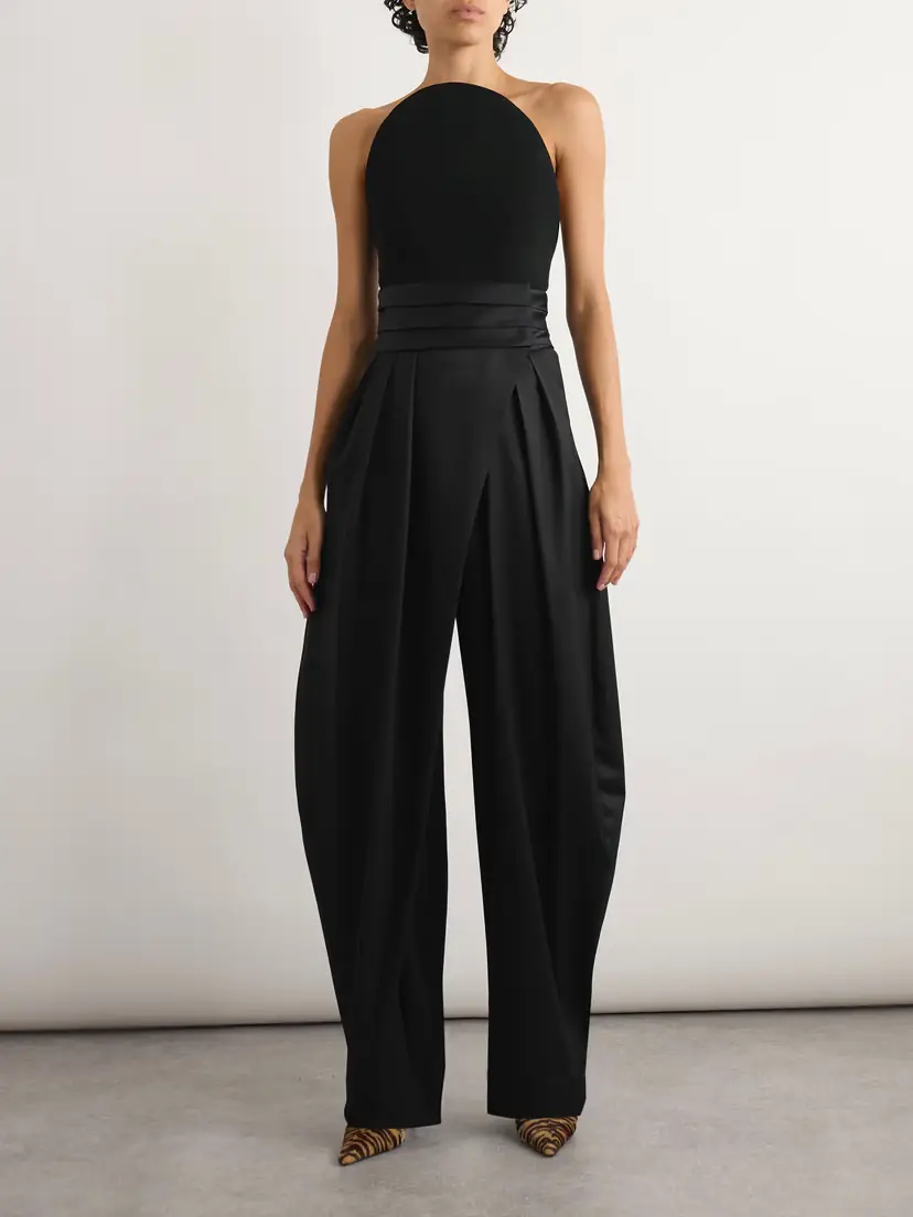 Alaïa Silk-trimmed Grain De Poudre Wool-blend Barrel-leg Pants | Thumbnail 2 Alaïa Silk-trimmed Grain De Poudre Wool-blend Barrel-leg Pants | Thumbnail 2