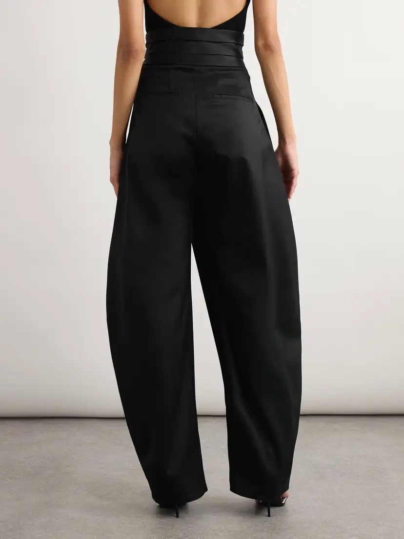 Alaïa Silk-trimmed Grain De Poudre Wool-blend Barrel-leg Pants | Thumbnail 3 Alaïa Silk-trimmed Grain De Poudre Wool-blend Barrel-leg Pants | Thumbnail 3