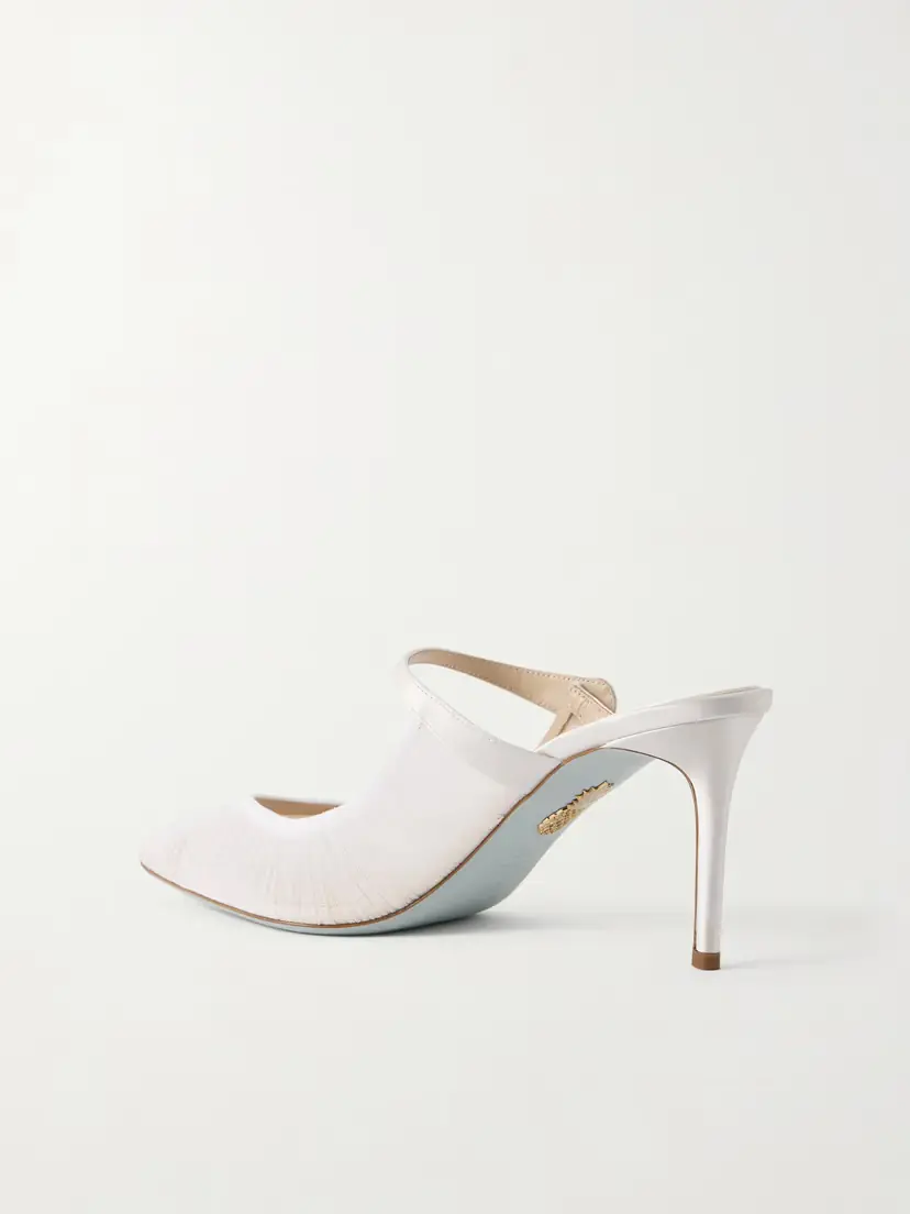 Aquazzura Voile 75 Satin-trimmed Tulle Mules | Thumbnail 3 Aquazzura Voile 75 Satin-trimmed Tulle Mules | Thumbnail 3