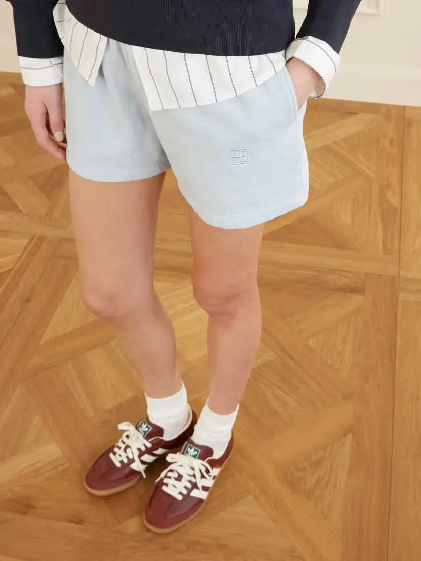 Anine Bing Kam Embroidered Cotton-jersey Shorts | Thumbnail 5