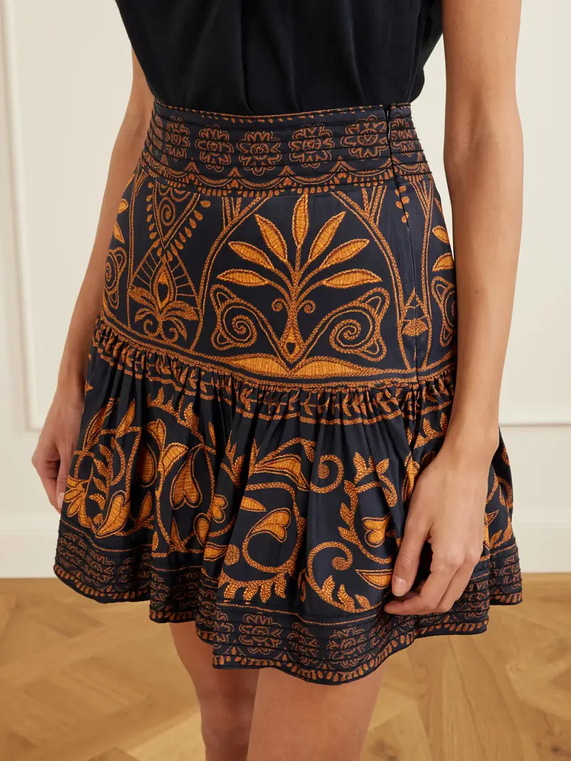 Farm Rio Cornely Ainika Embroidered Tiered Voile Mini Skirt | Thumbnail 4 Farm Rio Cornely Ainika Embroidered Tiered Voile Mini Skirt | Thumbnail 4