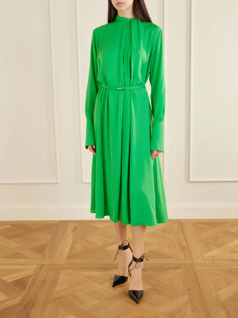 Tom Ford Embellished Belted Pleated Silk-georgette Midi Dress | Thumbnail 2