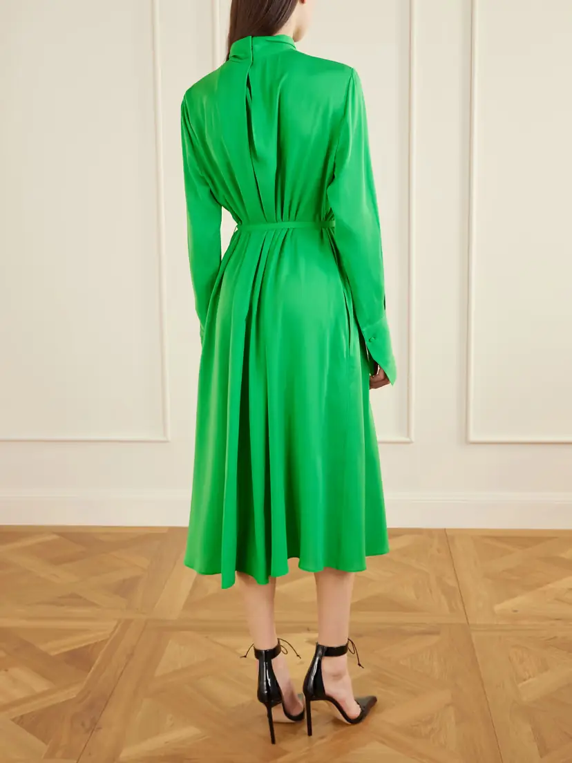 Tom Ford Embellished Belted Pleated Silk-georgette Midi Dress | Thumbnail 3