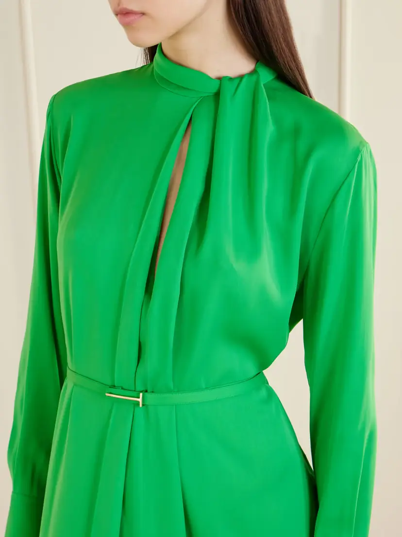 Tom Ford Embellished Belted Pleated Silk-georgette Midi Dress | Thumbnail 4