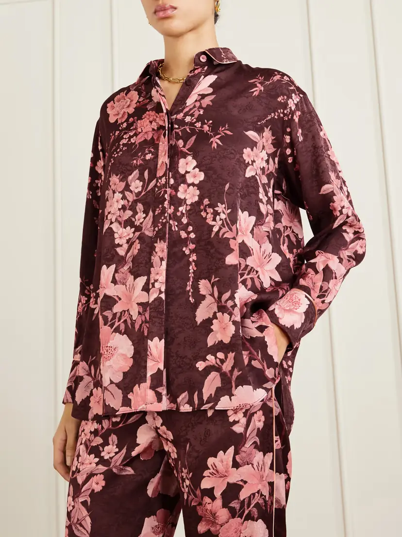 Borgo de Nor Nova Floral-print Satin-jacquard Shirt | Thumbnail 3