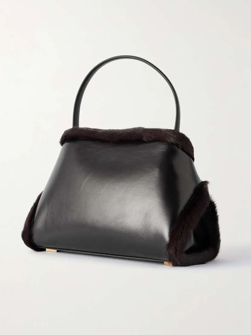 Ferragamo Hug Shearling-trimmed Leather Shoulder Bag | Thumbnail 3 Ferragamo Hug Shearling-trimmed Leather Shoulder Bag | Thumbnail 3
