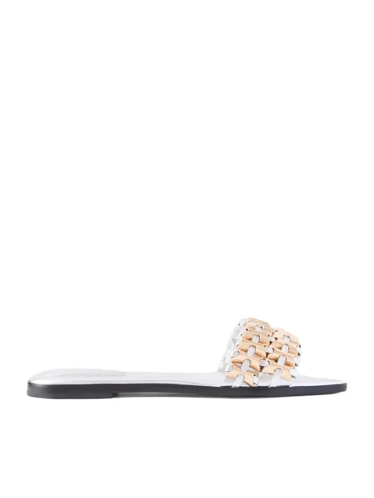 Simkhai Faye Embellished Metallic Leather Slides | Image 1 Simkhai Faye Embellished Metallic Leather Slides | Image 1