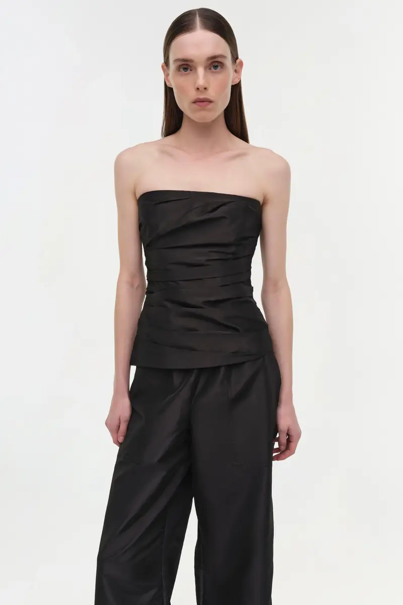 Simkhai Emerson Ruched Taffeta Bustier Top | Thumbnail 3 Simkhai Emerson Ruched Taffeta Bustier Top | Thumbnail 3