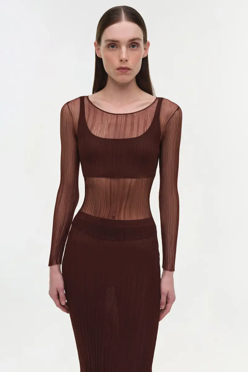 Simkhai Kelso Sheer Plisse Skirt | Thumbnail 2